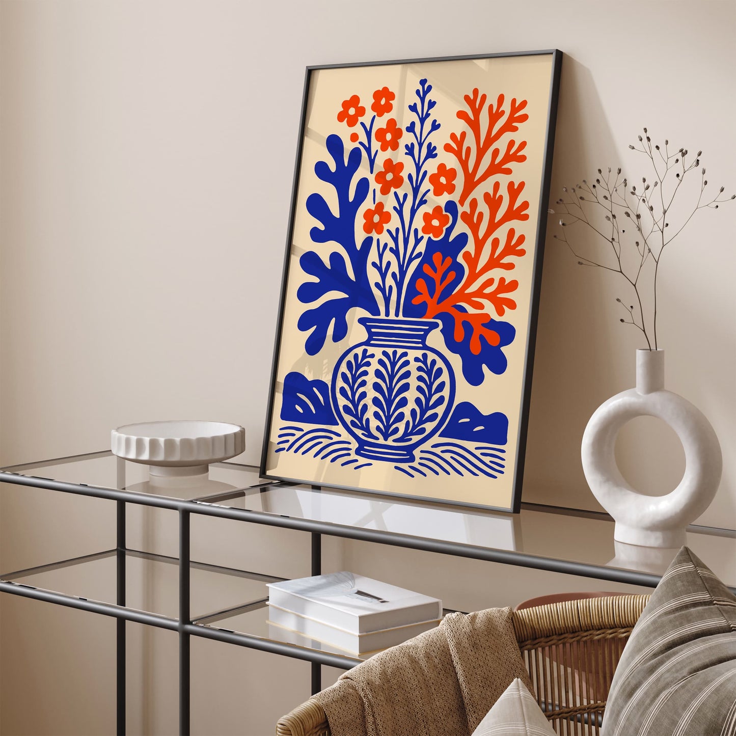 Blue and Red Coral Reefs Botanical Bouquet Print
