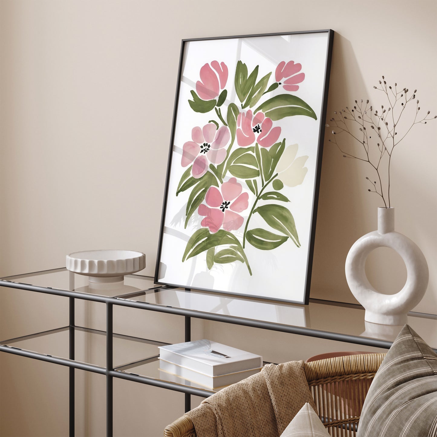 Watercolour Flowers Painting Art Print