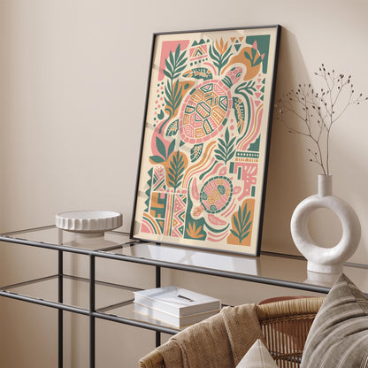 Boho Turtle Animal Art Poster