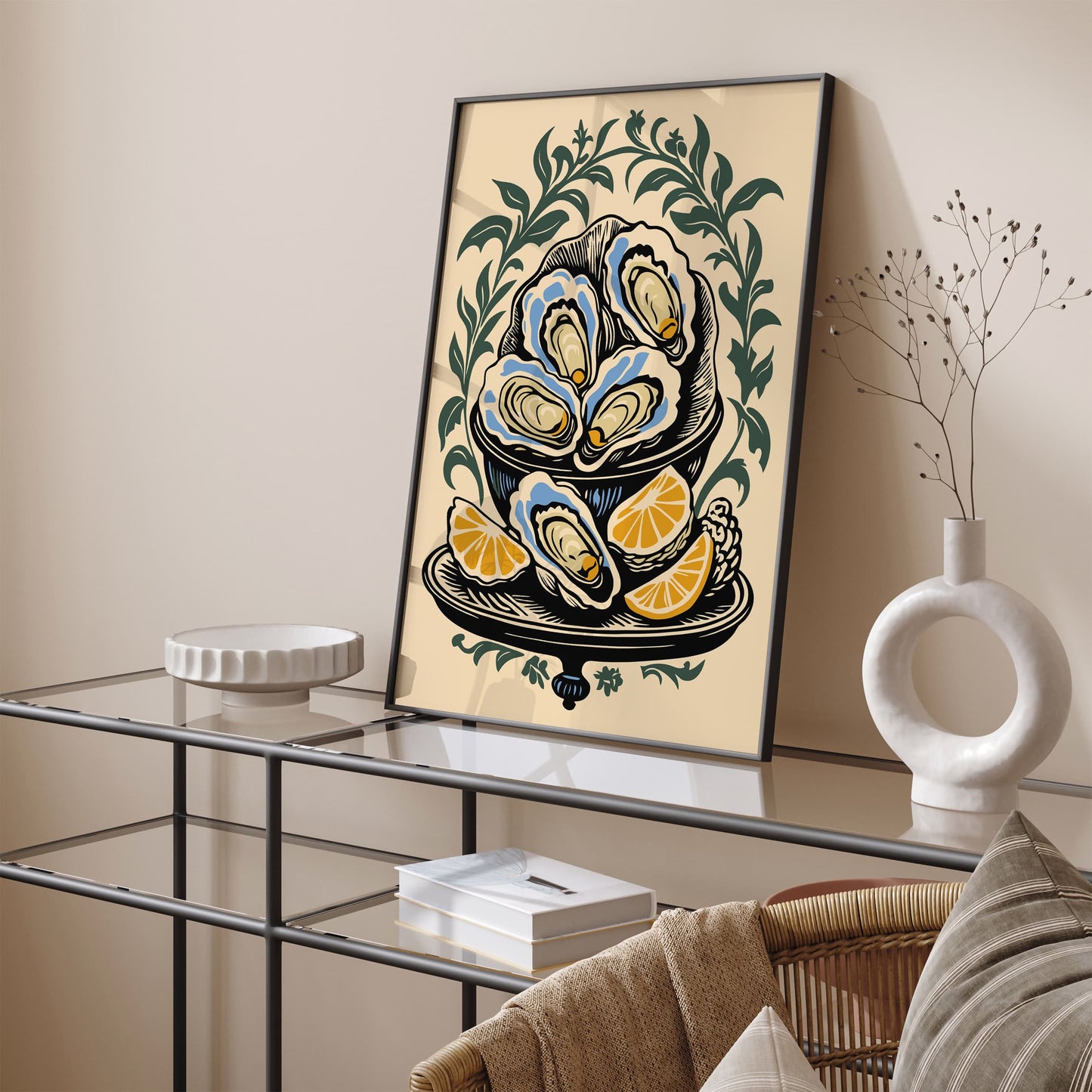 Victorian Oysters Plate Poster Kitchen Wall Decor