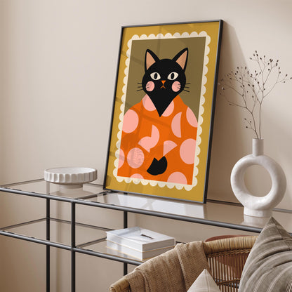 Fancy Black Cat Portrait Poster