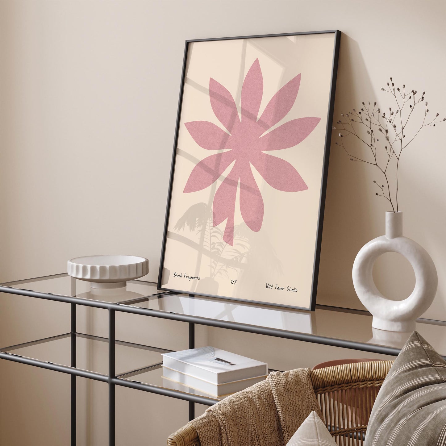 Pink Abstract Minimalist Cut Outs Wall Art
