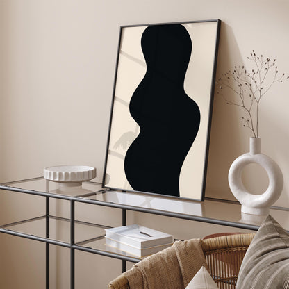 Modern Abstract Black Wavy Shape Poster Print 2026