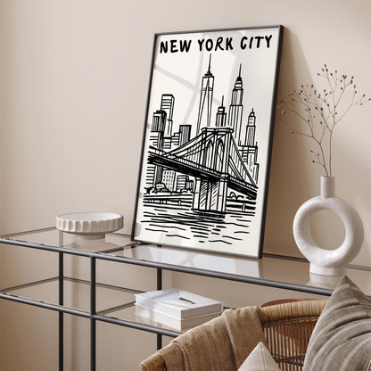 New York City Travel B&W Poster