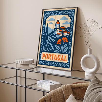Blue Portugal Cityscape Art Print
