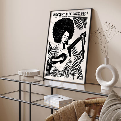 Crescent City Jazz Fest B&W Poster