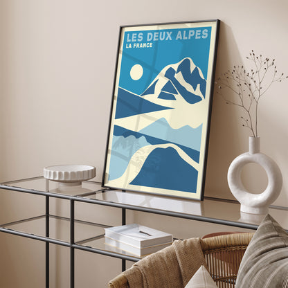 Les Deux Alpes Mountains Minimal Poster