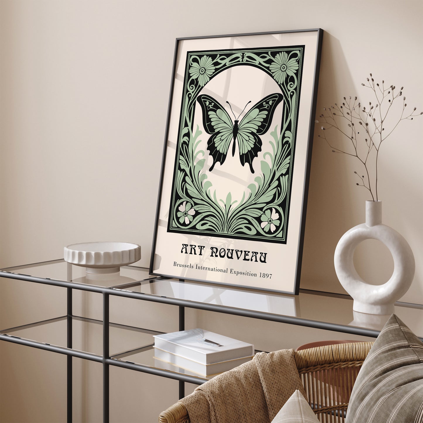 Art Nouveau Green Butterfly Poster