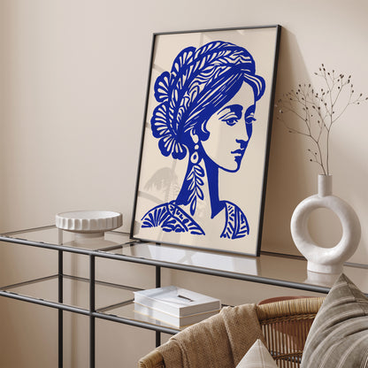 Blue Woman Portrait Art Print