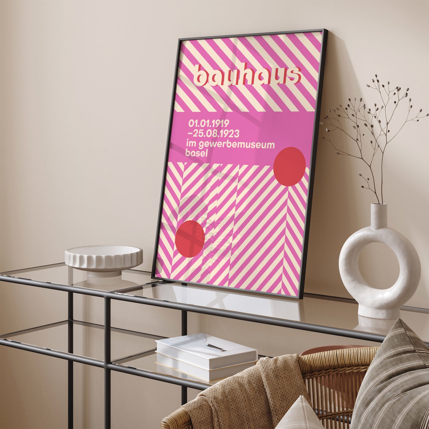 Bauhaus 1919 Pink Abstract Poster