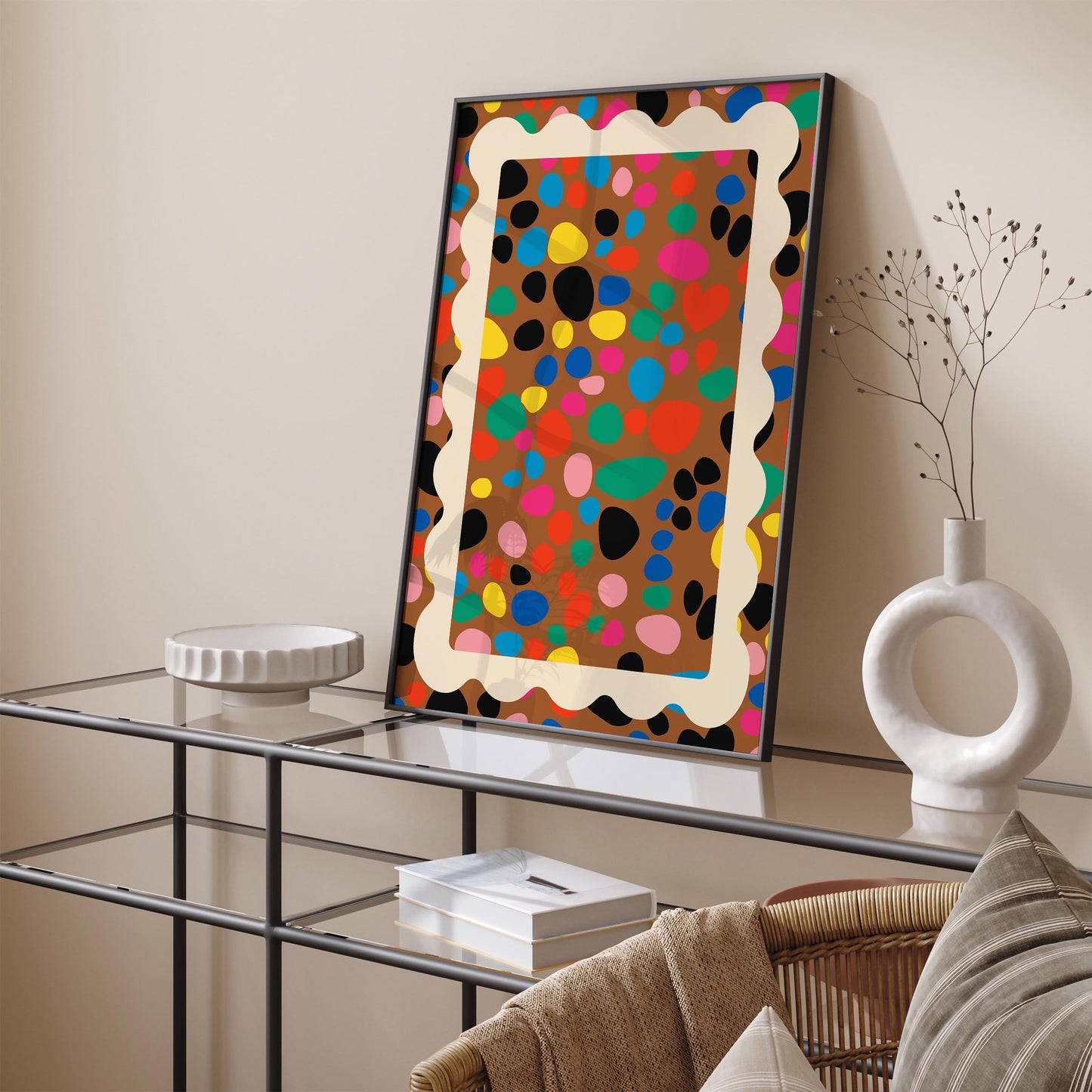 Colorful Confetti Spot Poster - Bold Maximalist Rainbow Wall Art