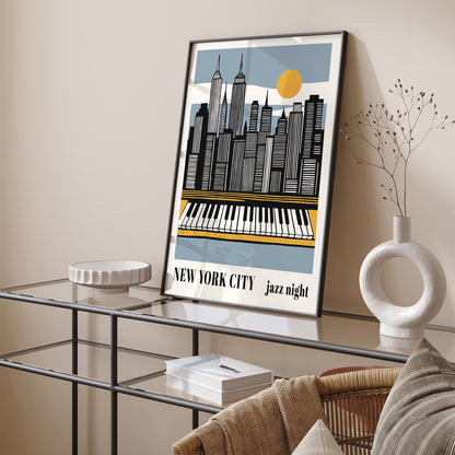 New York City Jazz Night Music Poster