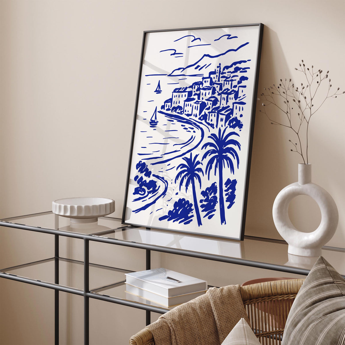 French Riviera Coastal Landscape Travel Poster