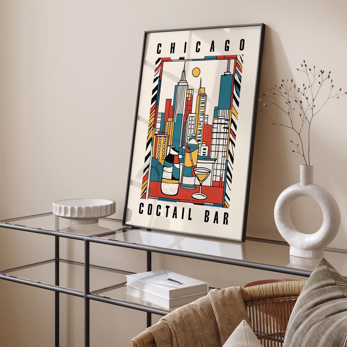 Chicago Coctail Bar Poster Kitchen Art