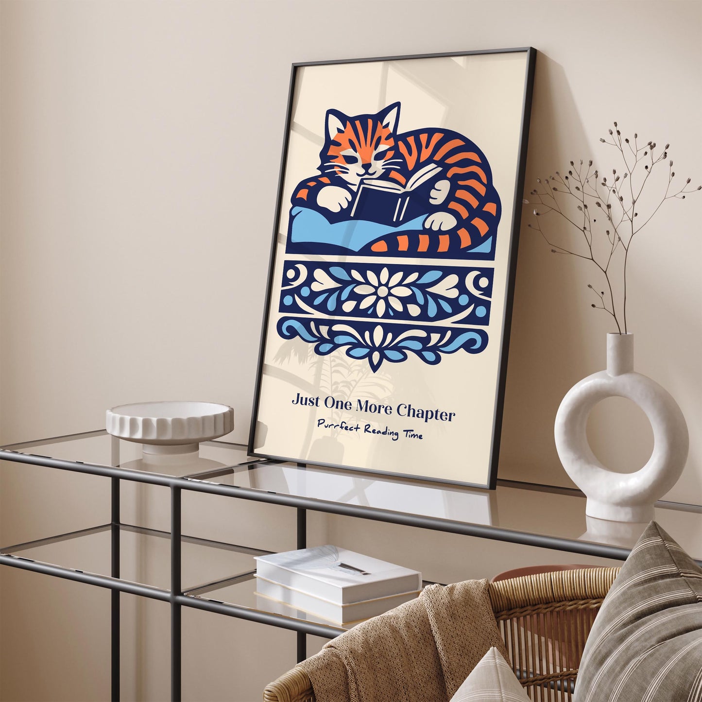 Just One More Chapter Reading Cat Poster