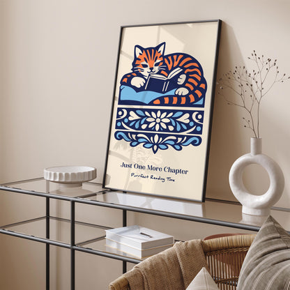 Just One More Chapter Reading Cat Poster
