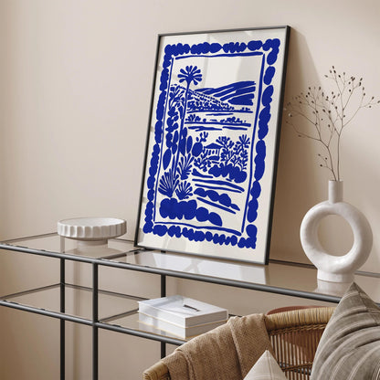 Blue Ink Wall Art – Travel Scenic Poster