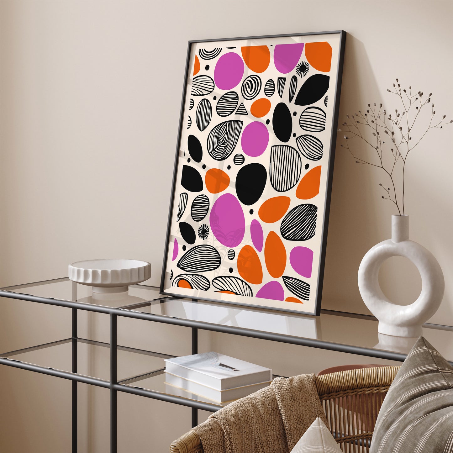 Modern Magenta Abstract Wall Art