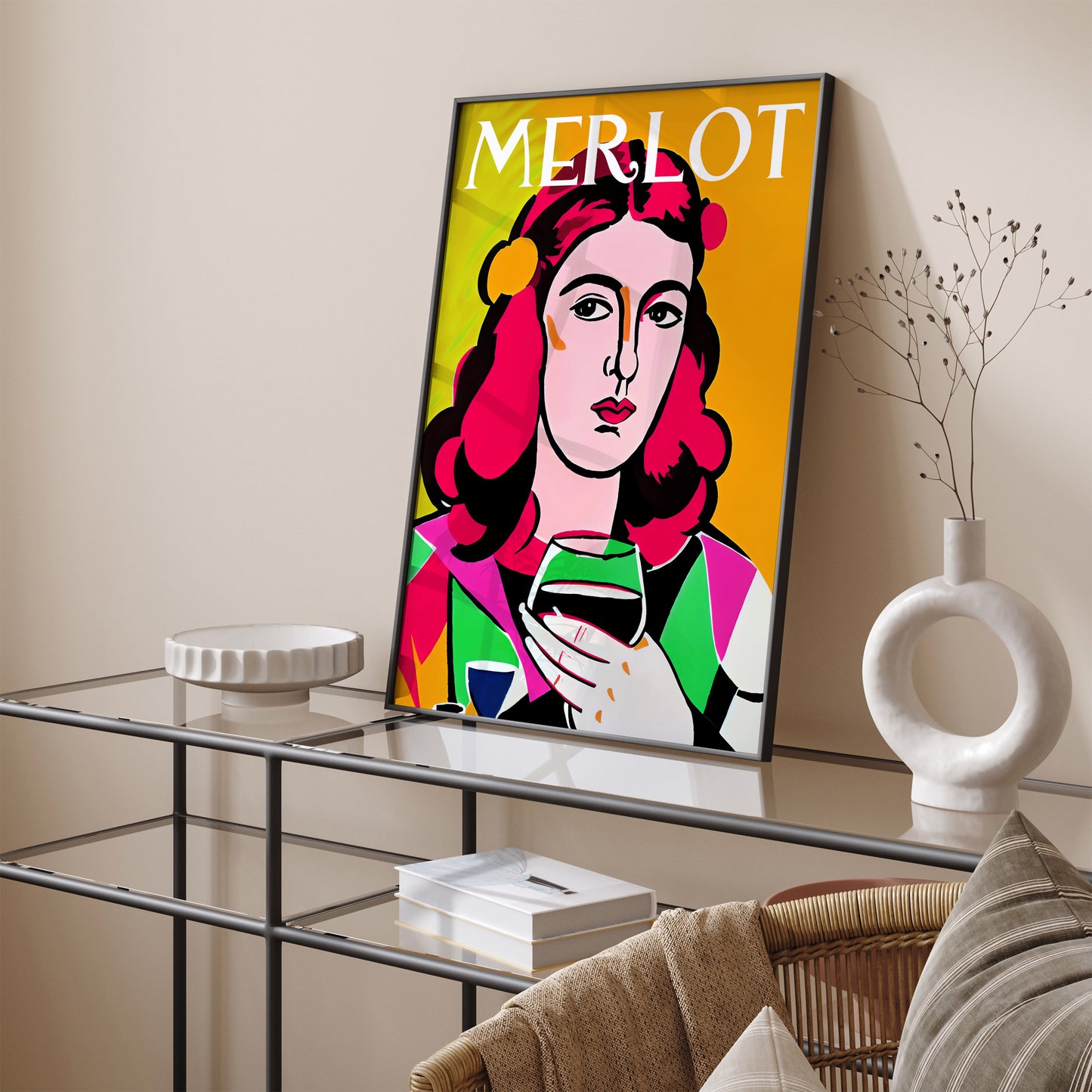 Retro Wine Poster - Merlot Advertising Print