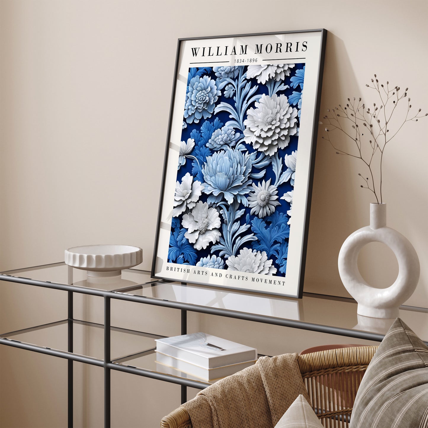 Blue Lagoon Floral Morris Poster
