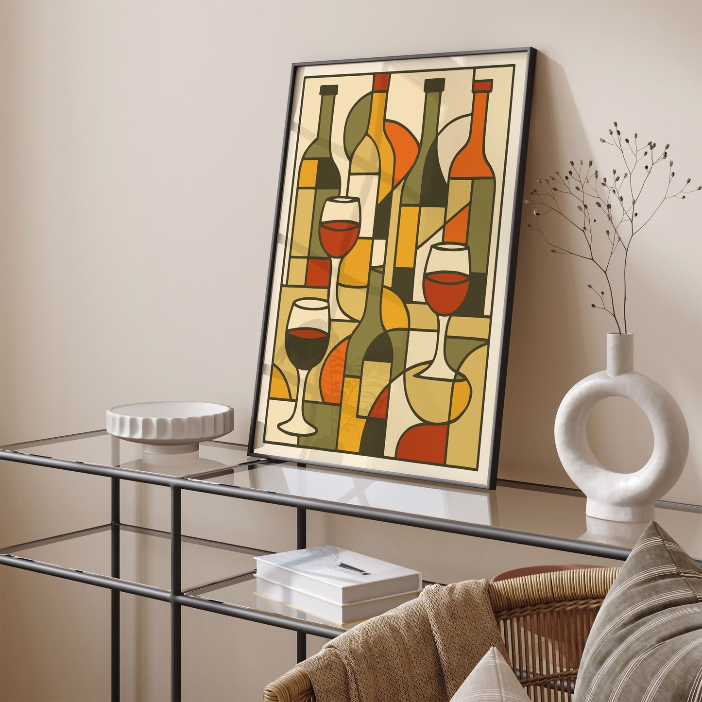 Cubist Wine Glasses Print - Modern Art Poster