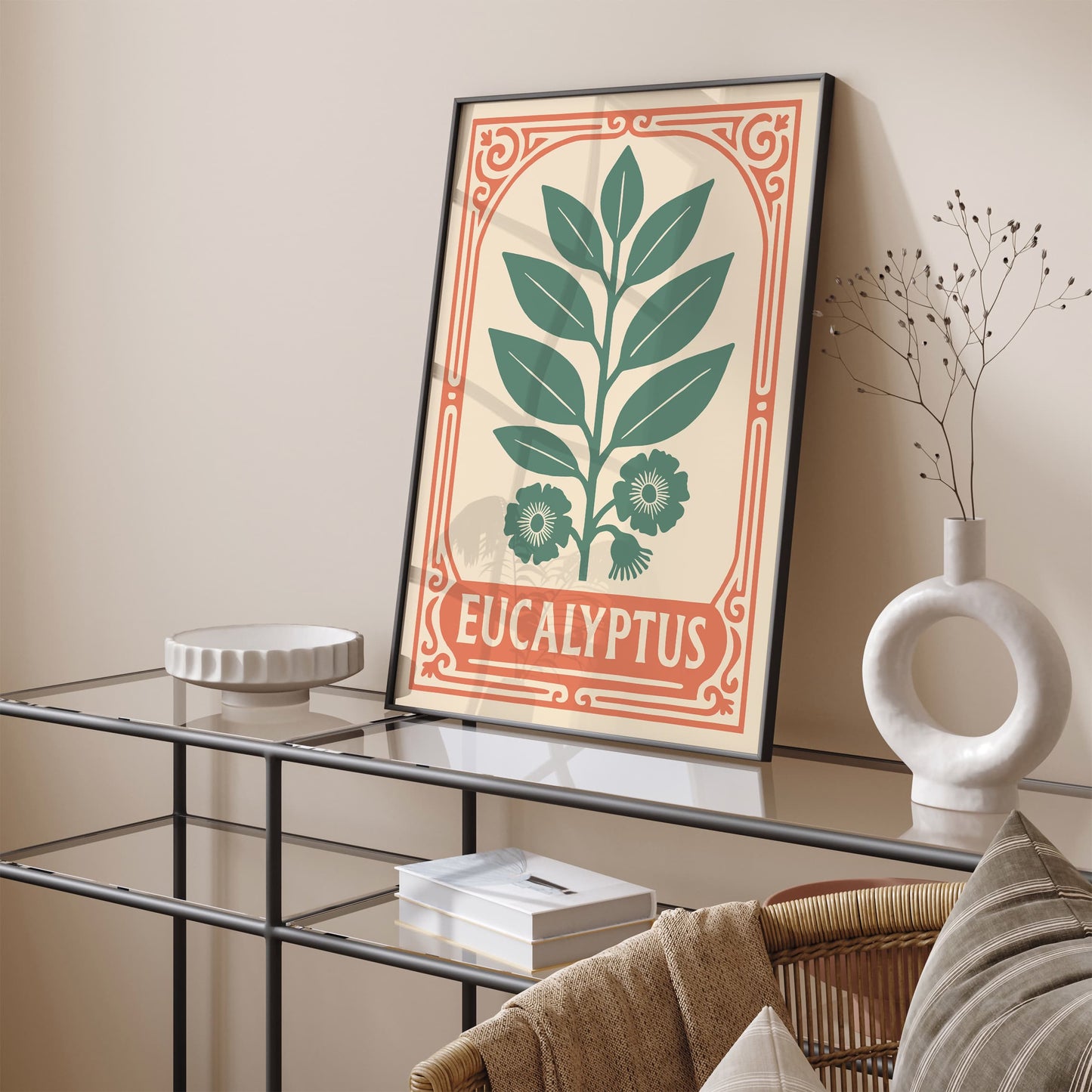 Eucalyptus Flower Art Print in Pastel Tones Poster