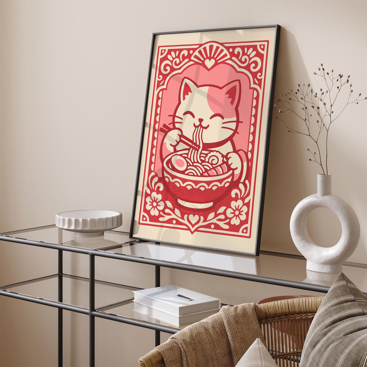 Funny Ramen Cat Poster – Asian Food Wall Art