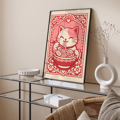 Funny Ramen Cat Poster – Asian Food Wall Art