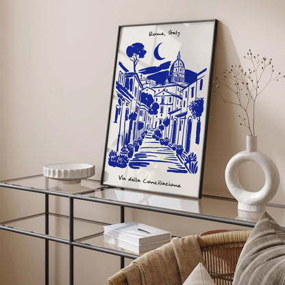 Rome Italy Blue Cityscape Poster