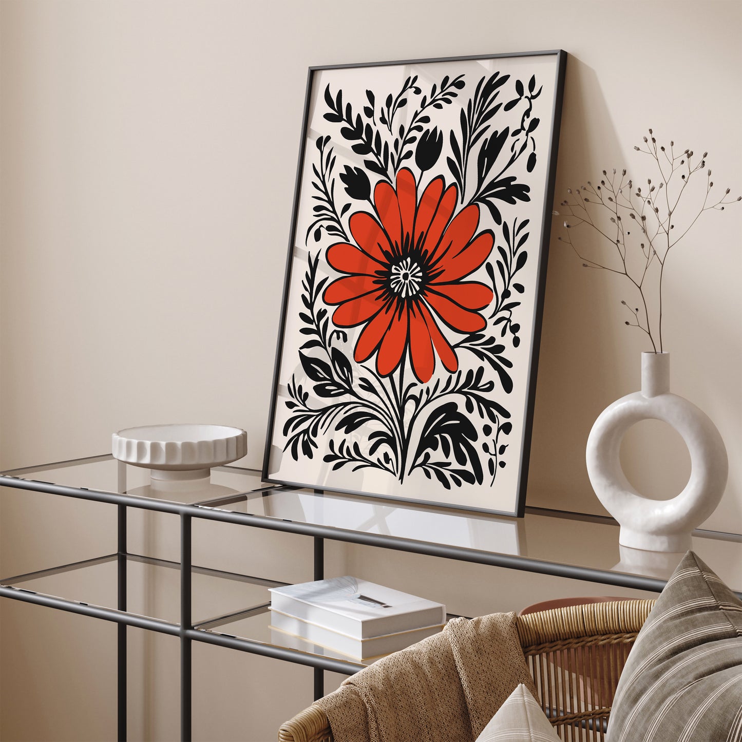 Red Flower Nature Art Print 2024