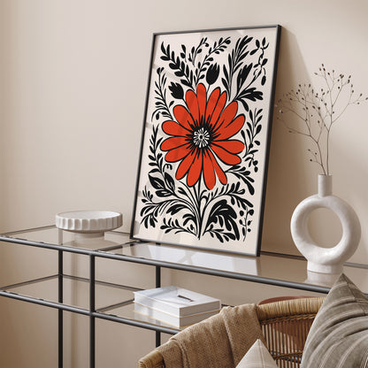 Red Flower Nature Art Print 2024