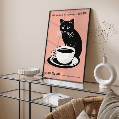 Black Cat Cafe Chicago Art Print