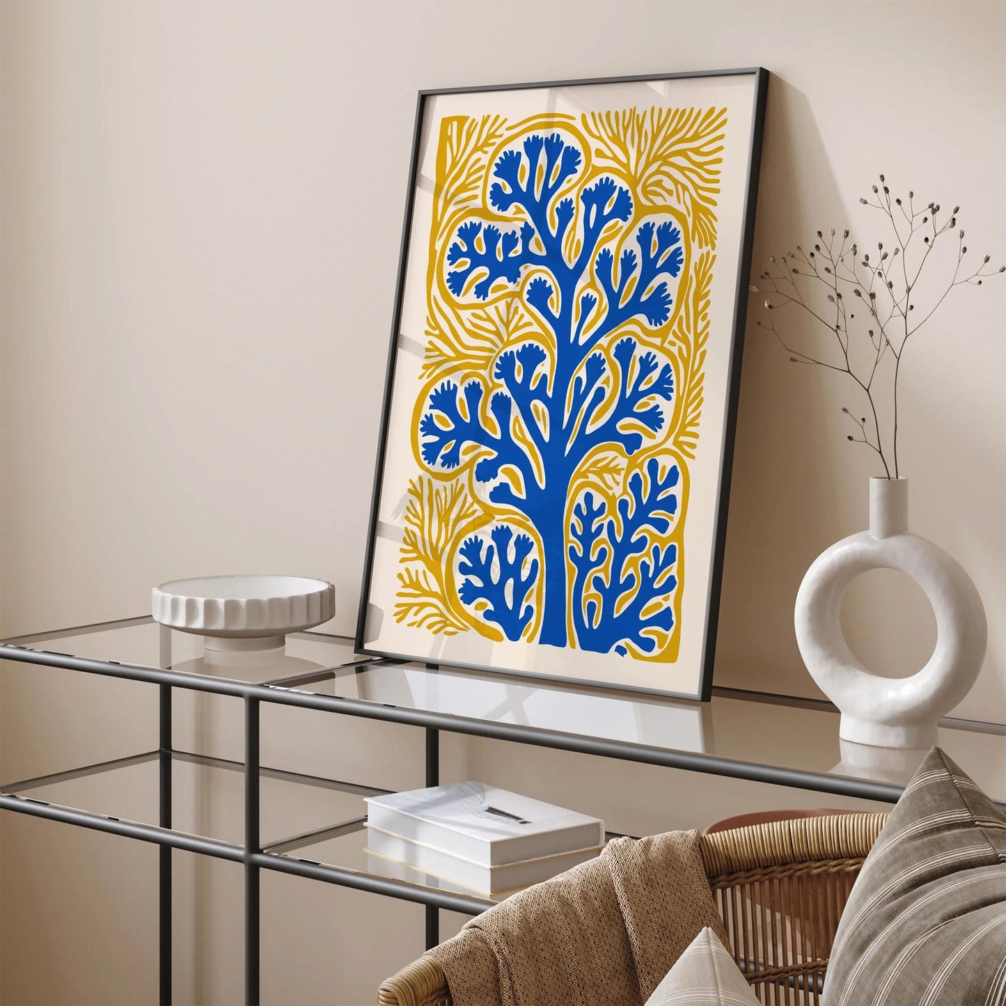 Blue Coral Paper Nature Poster