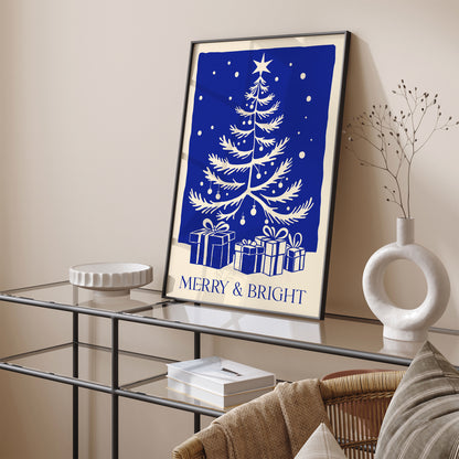 Blue Christmas Tree Art Print 2024