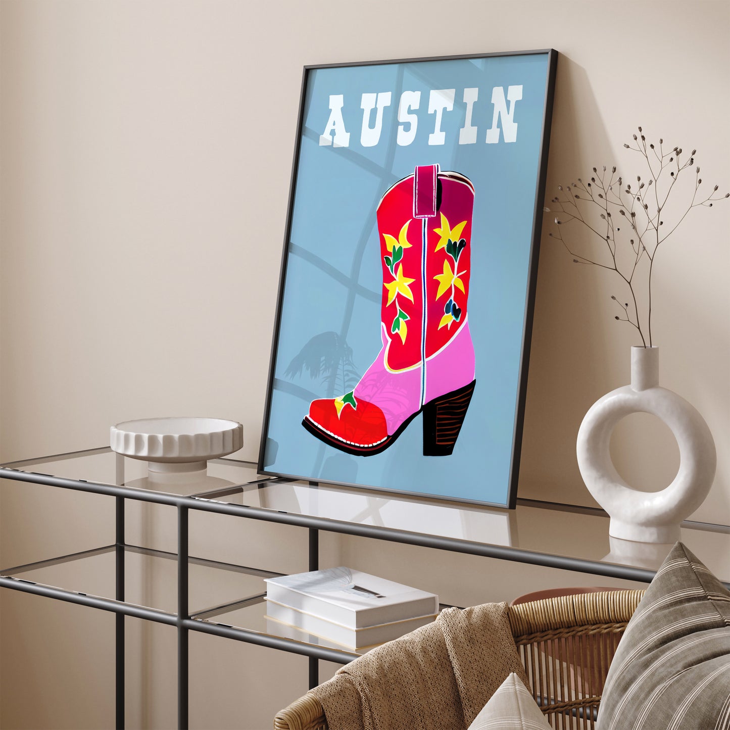 Austin Texas Poster - Cowgirl Boot