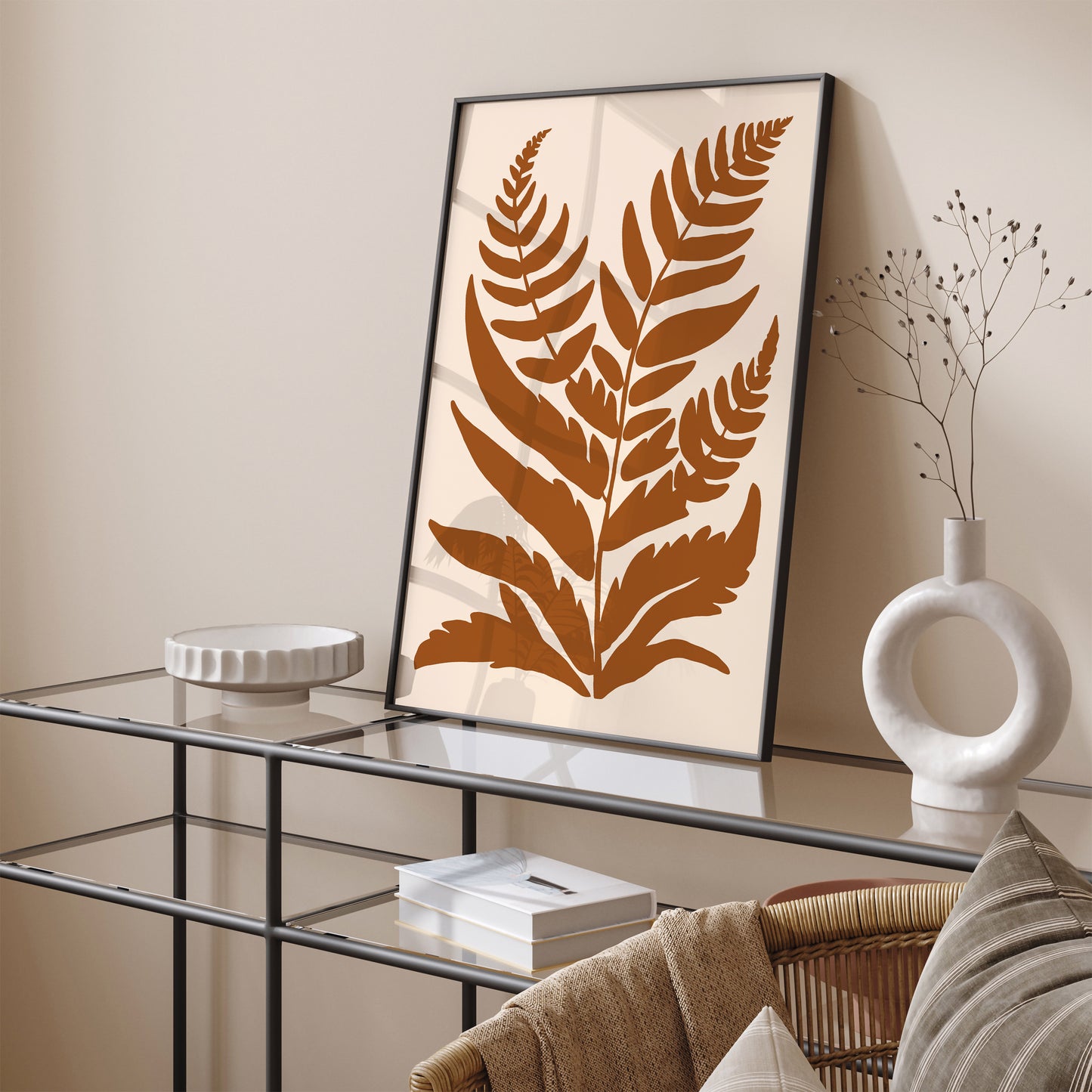 Farmhouse Decor Brown Fern Leaf Print