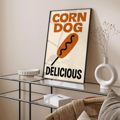 Corn Dog Delicious Pop Art Food Poster