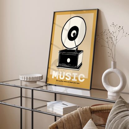 Vinyl Record Player Music Quote Poster