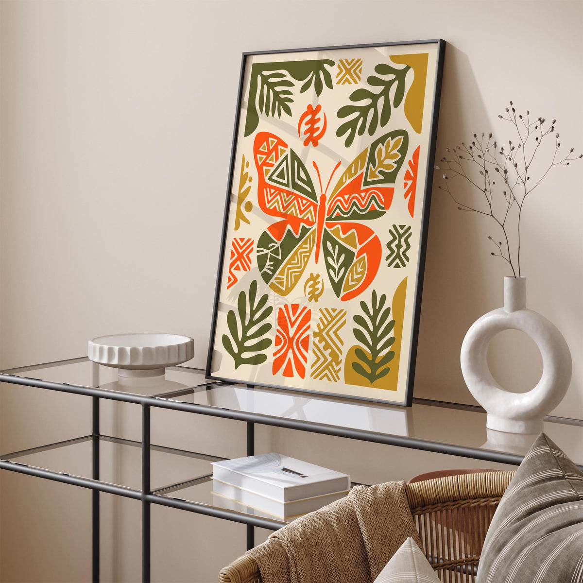 Boho Ethnic Butterfly Art Poster