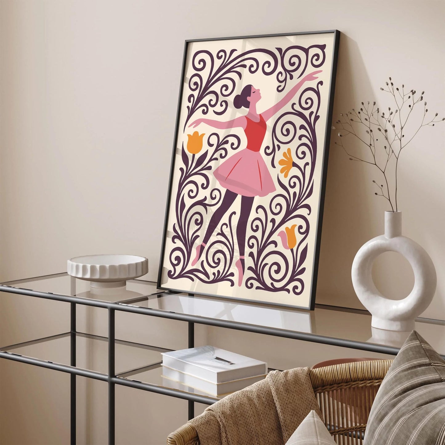 Ballerina Dancer in Purple and Pink Tones Poster
