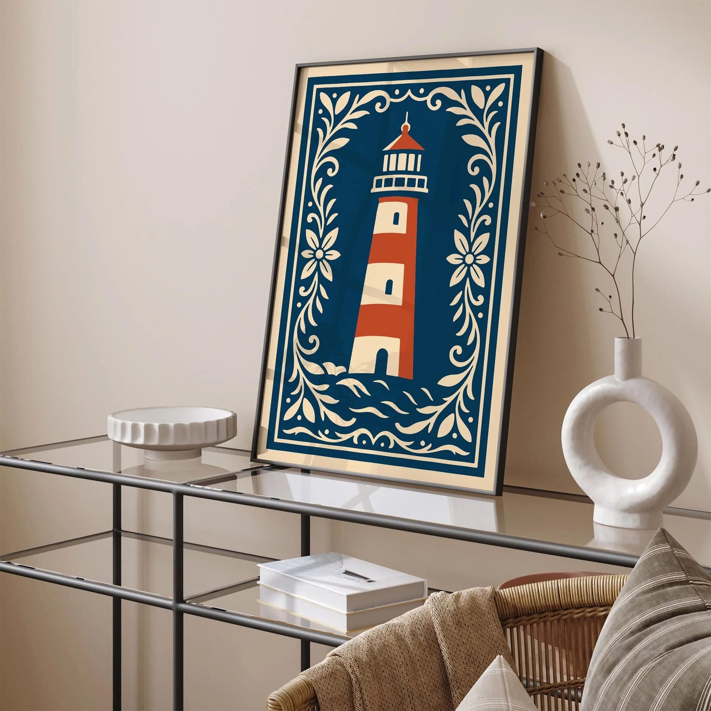 Lighthouse Art Print, Nautical Elegant Wall Art Poster