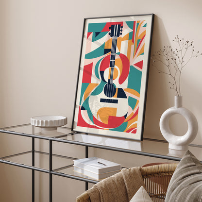 Colorful Geometric Guitar Art Print