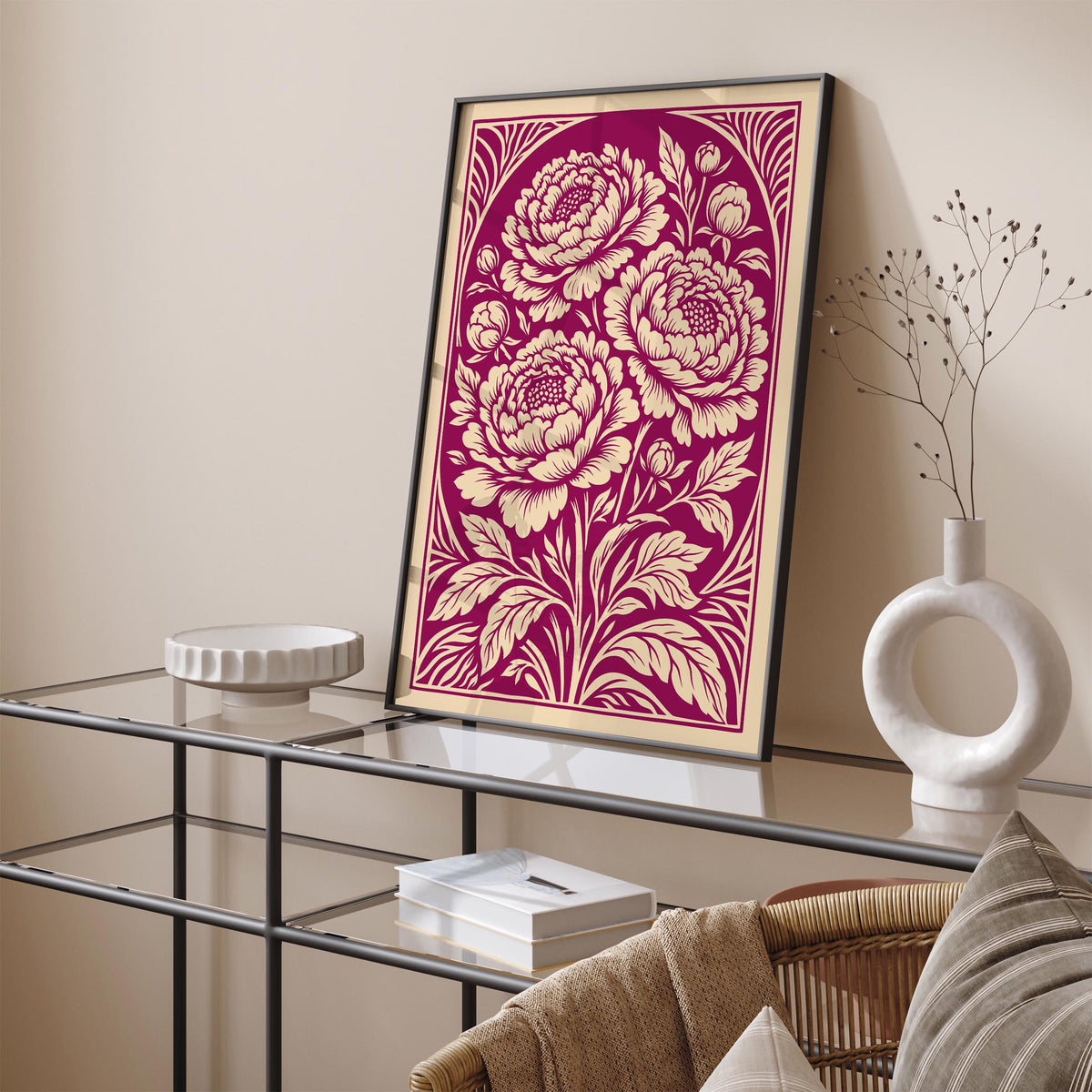 Vintage Peonies Floral Poster