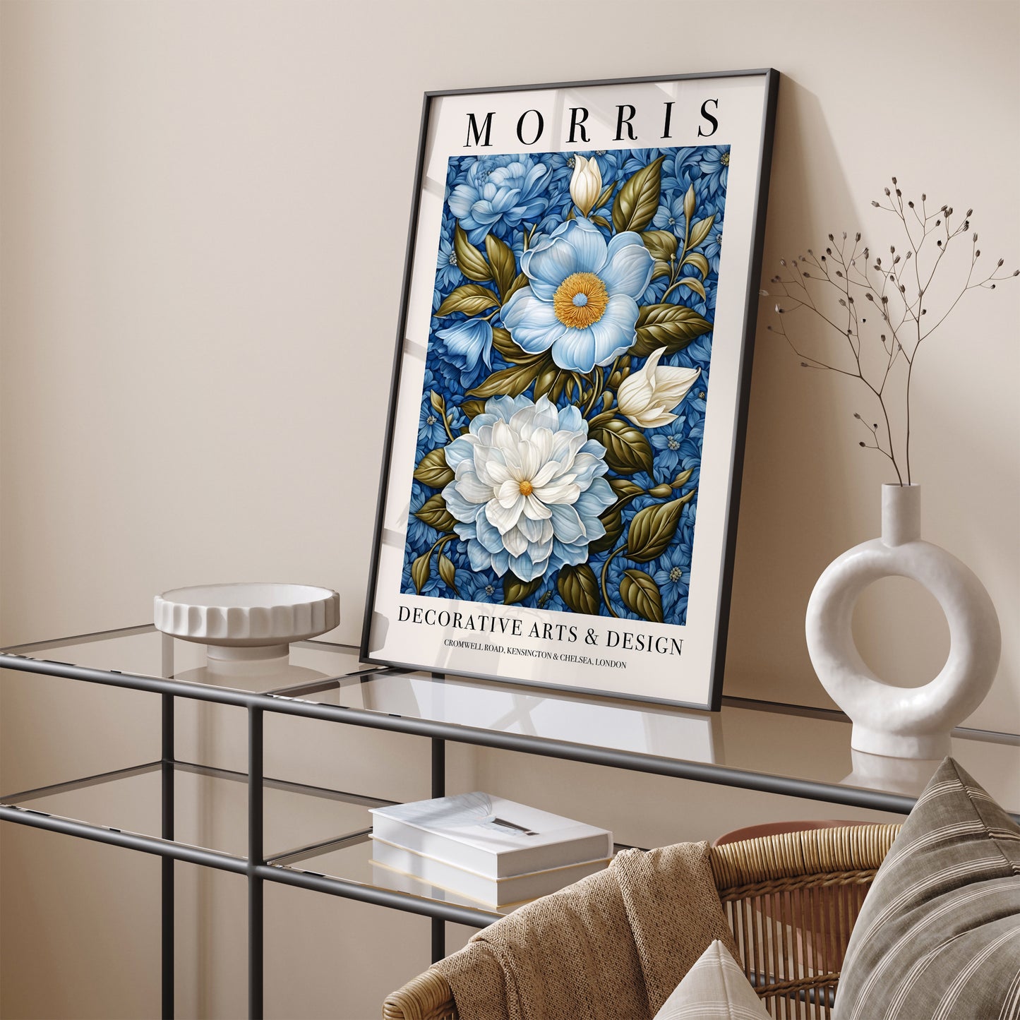 Blue Flowers Elegant Morris Art Print