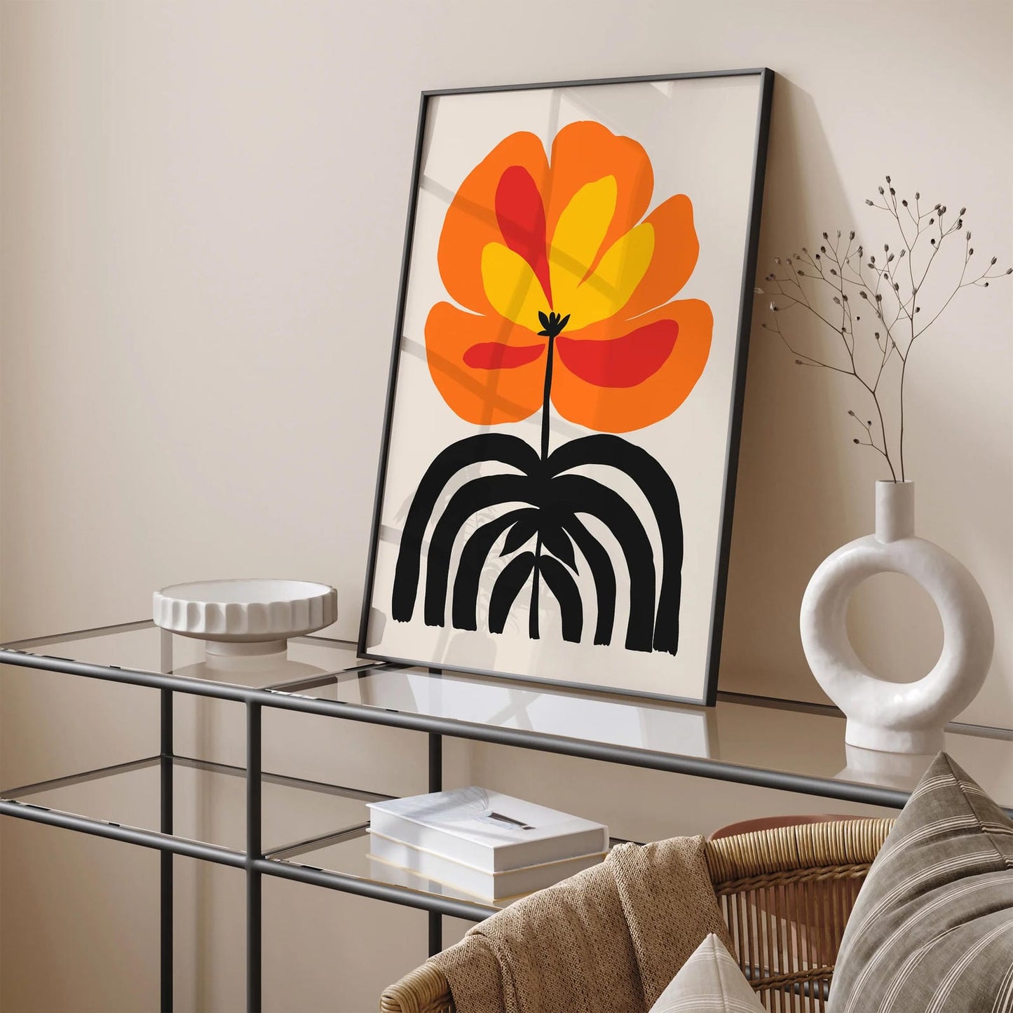 Retro Orange Pop Art Flower Poster