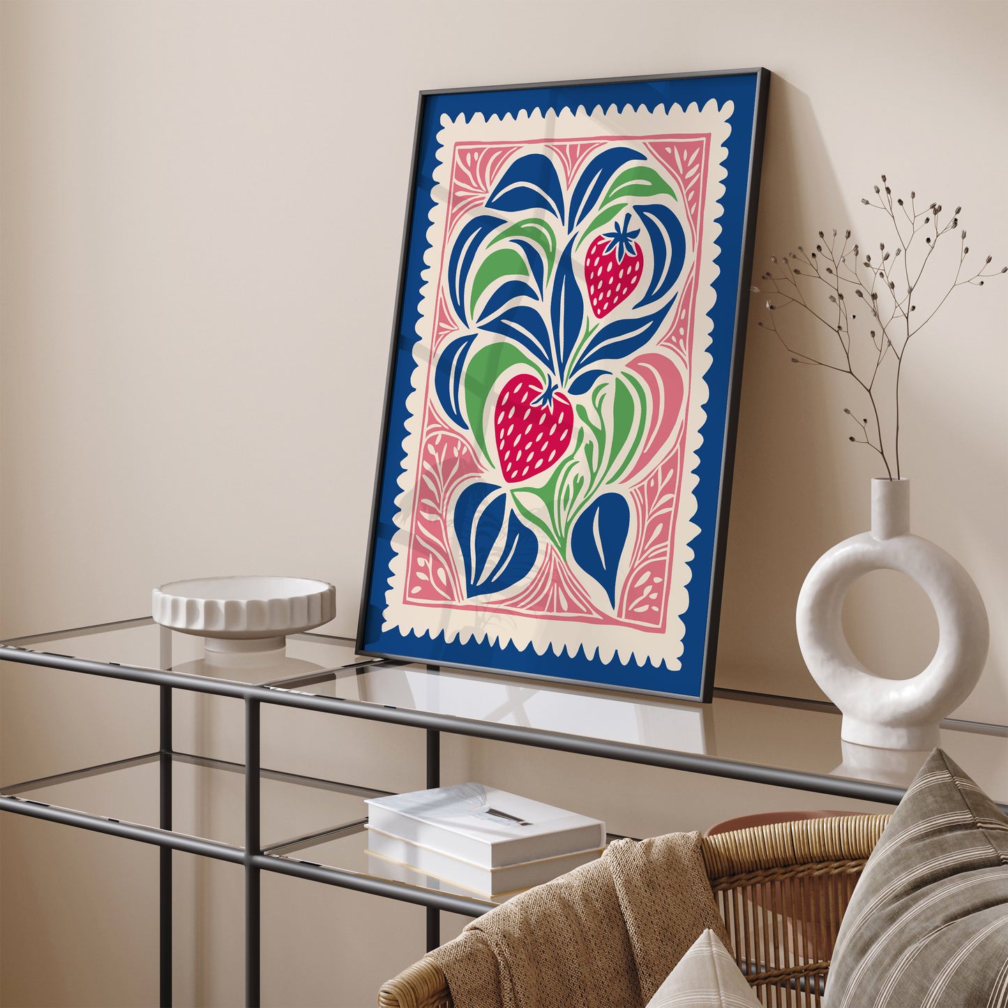 Retro Strawberry Art Print - Vintage Farmhouse