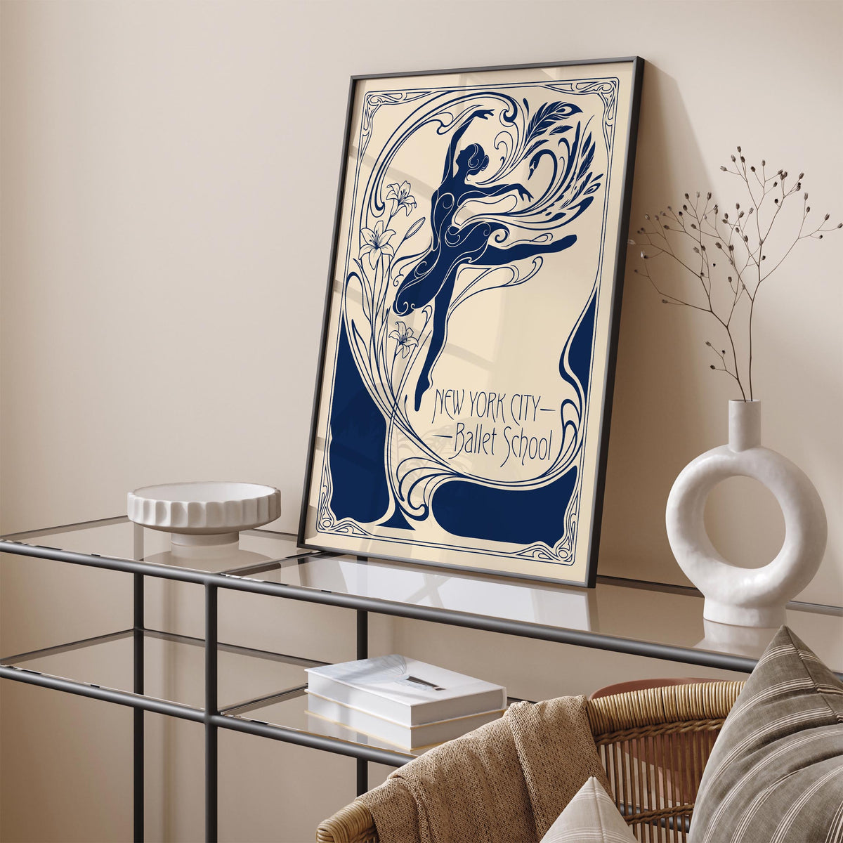 New York City Ballet School Art Nouveau Poster