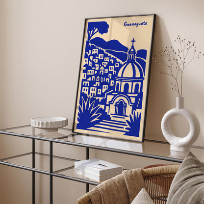 Guanajuato Mexico Blue Cityscape Travel Poster