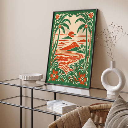Hawaii Beach Sunset Poster - Tropical Travel Wall Art
