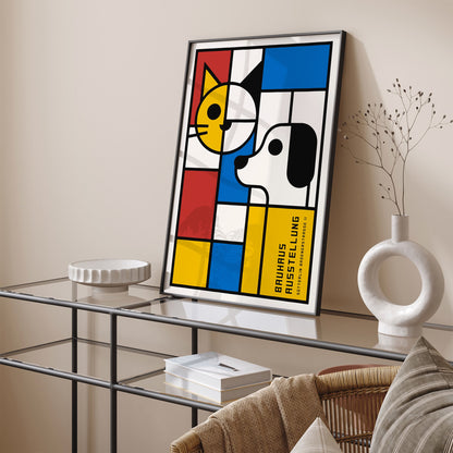 Bauhaus Ausstellung Modern Cat & Dog Art Print